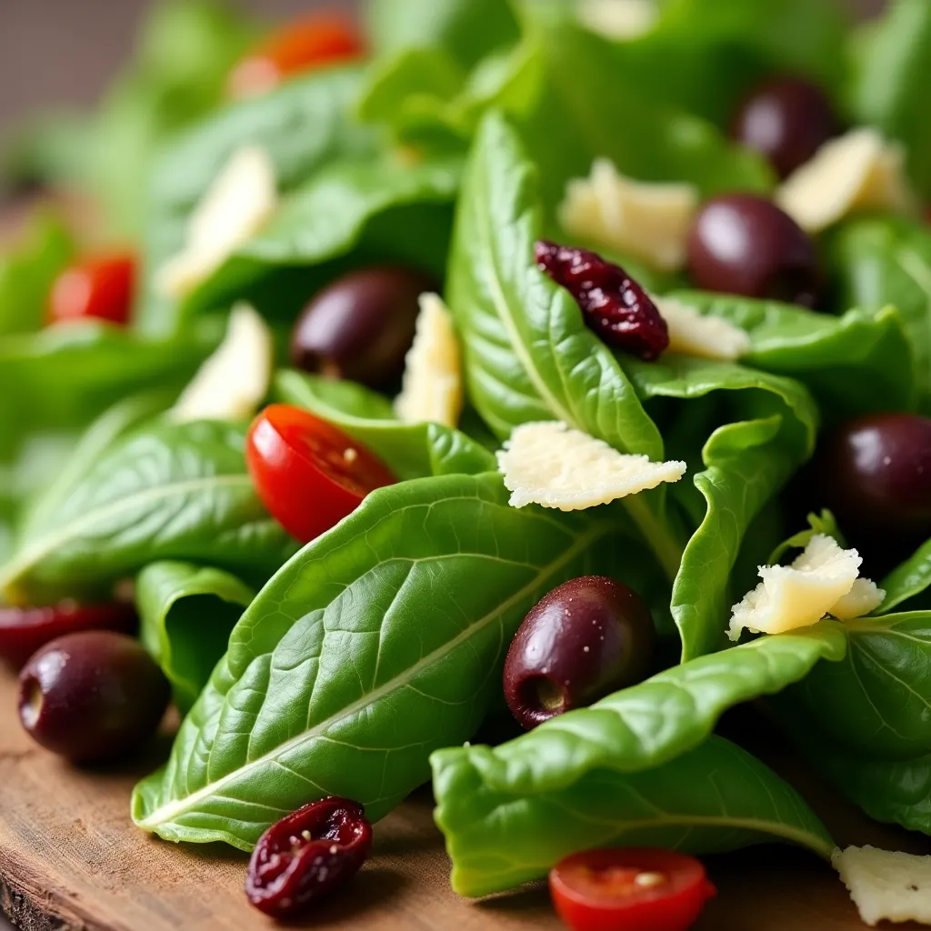 Vibrant Italian pasta salad with leeturce in a rustic bowl