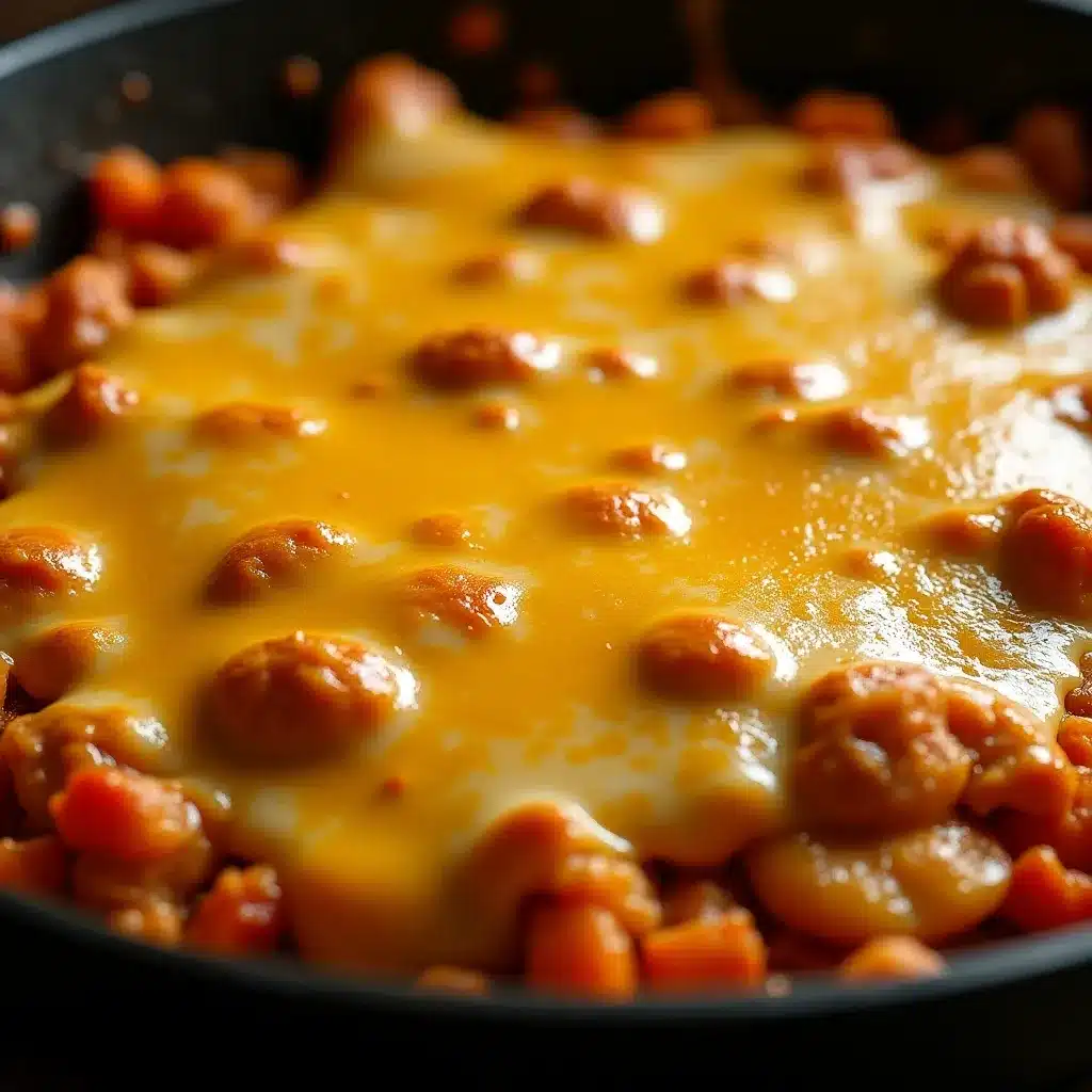 Vibrant Mexican chicken skillet with colorful vegetables and cheesy top.