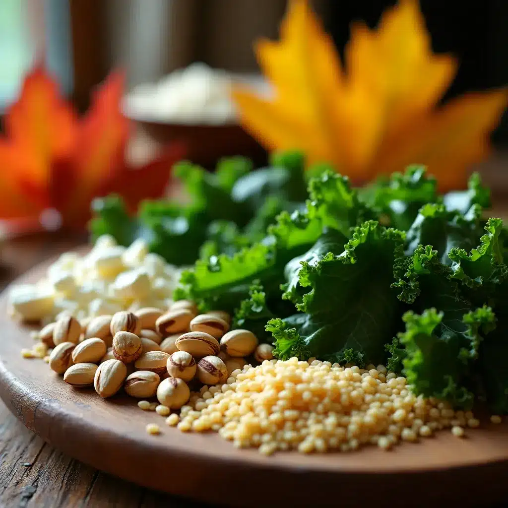 Vibrant Hearty Autumn Harvest Bowl with colorful vegetables and grains