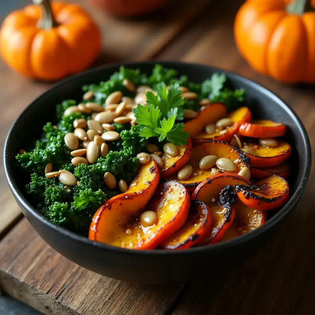 Vibrant Hearty Autumn Harvest Bowl with vegetables and feta cheese.